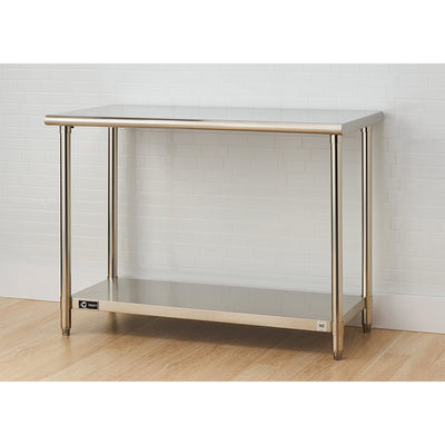 Trinity EcoStorage Adjustable Kitchen or Garage Stainless Steel Table, Chrome - VMInnovations