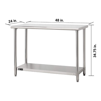 Trinity EcoStorage Adjustable Kitchen or Garage Stainless Steel Table, Chrome - VMInnovations