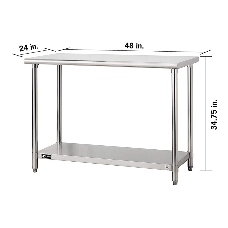 Trinity EcoStorage Adjustable Kitchen or Garage Stainless Steel Table, Chrome