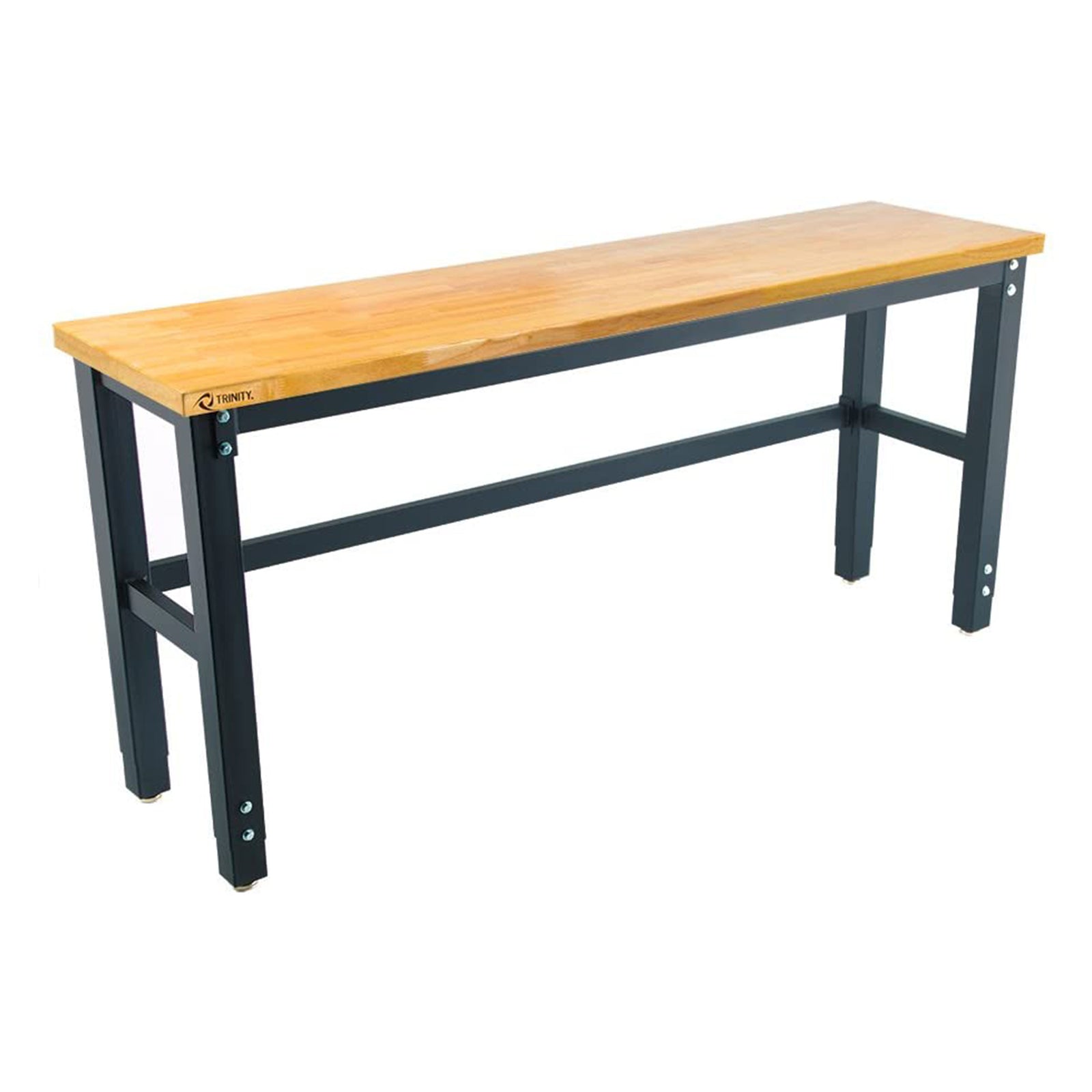 TRINITY 72 x 19 Inch Wood Top Adjustable Rubberwood Work Table for Workshop - VMInnovations