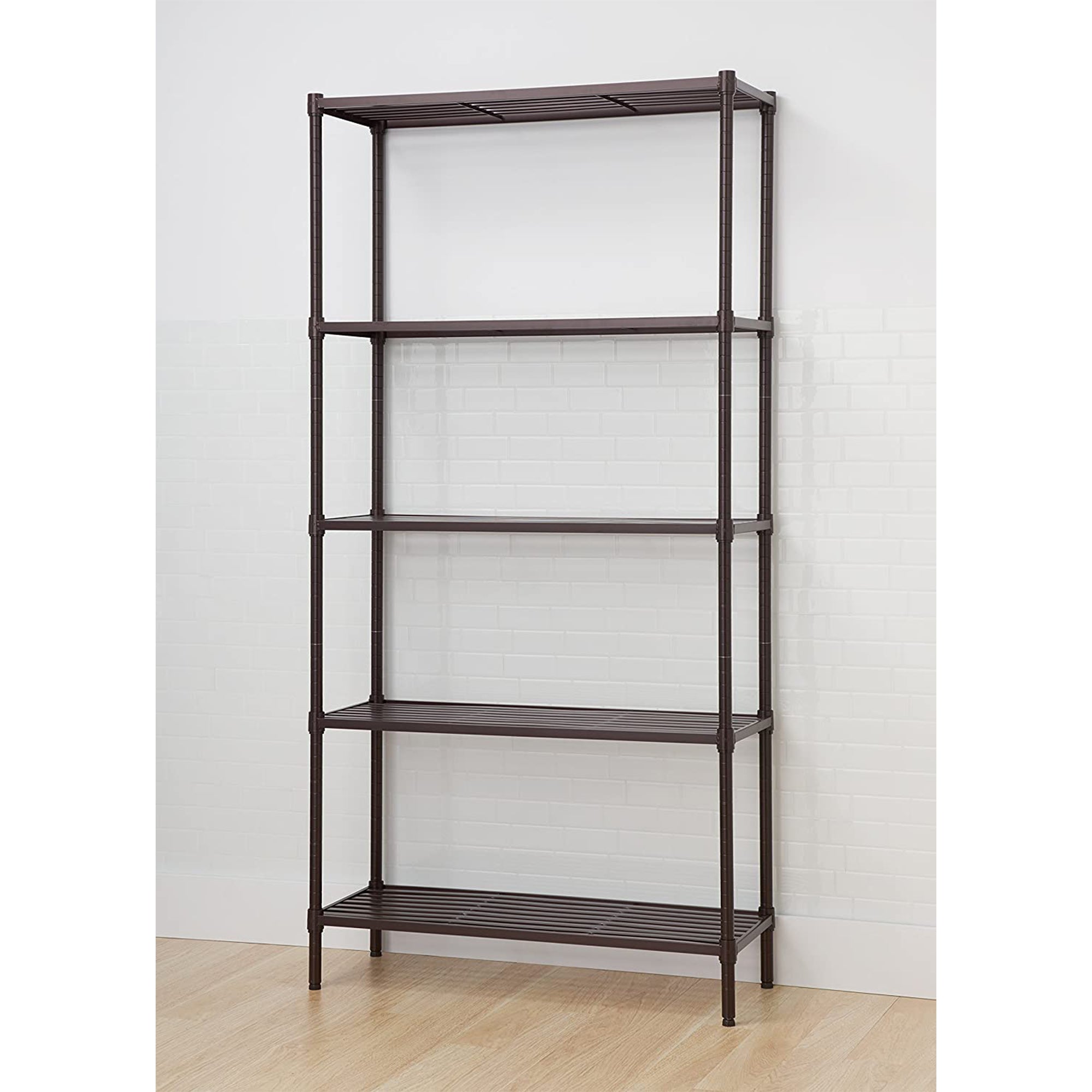 TRINITY EcoStorage 5 Tier Adjustable Flat Slat Wire Shelving, Dark Bronze - VMInnovations