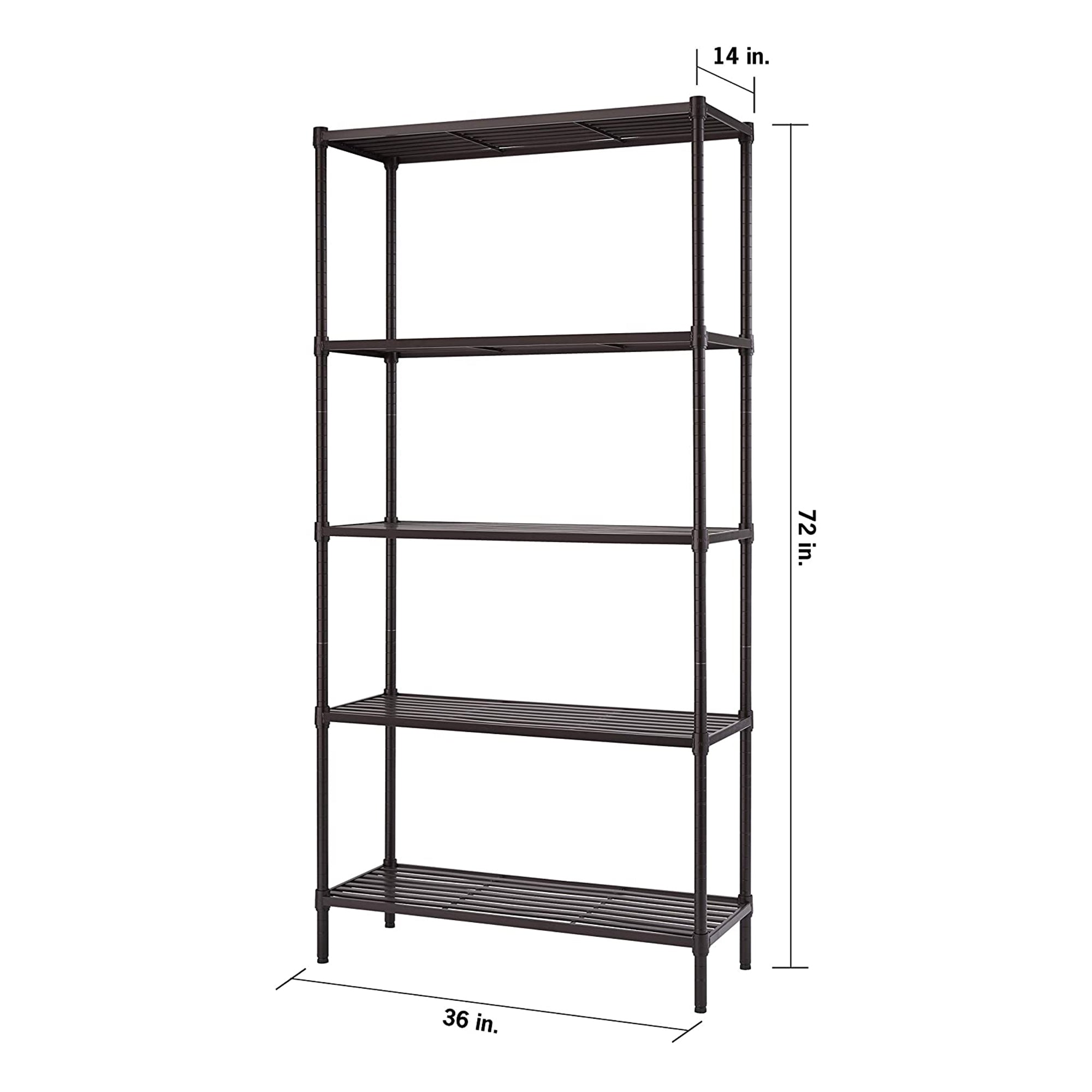 TRINITY EcoStorage 5 Tier Adjustable Flat Slat Wire Shelving, Dark Bronze - VMInnovations