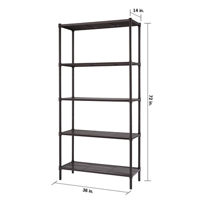 TRINITY EcoStorage 5 Tier Adjustable Flat Slat Wire Shelving, Dark Bronze - VMInnovations