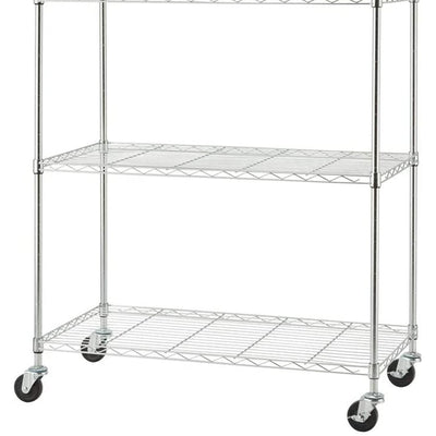 TRINITY BASICS EcoStorage 5 Tier Adjustable Wire Shelving with Wheels, Chrome - VMInnovations