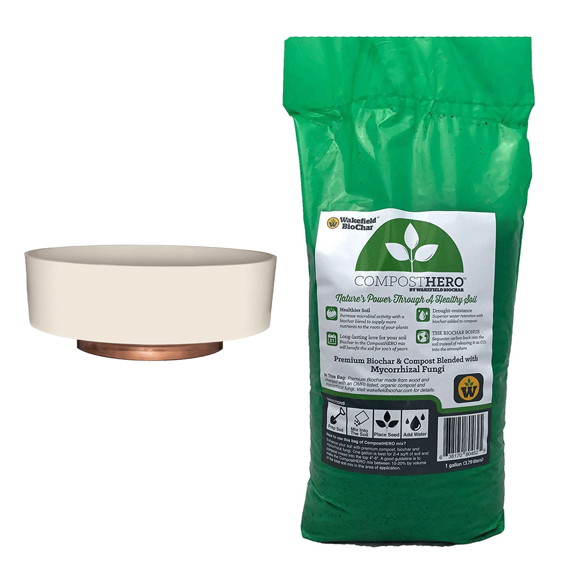 HC Companies Capri Bowl Succulent Planter Pot w/ Wakefield HERO Garden Compost - VMInnovations