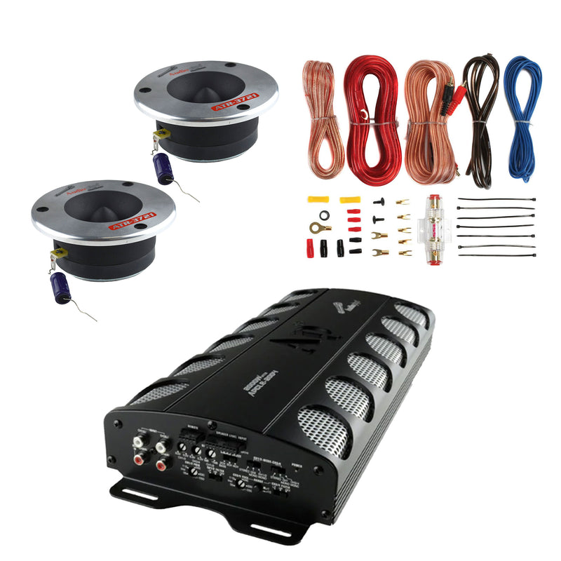AudioPipe MOSFET Car Stereo Amplifier w/ 2 Audio Bullet Tweeters & Wiring Kit