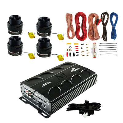 AudioPipe MOSFET Car Stereo Amplifier w/ 4 Bullet Tweeters & Complete Wiring Kit - VMInnovations