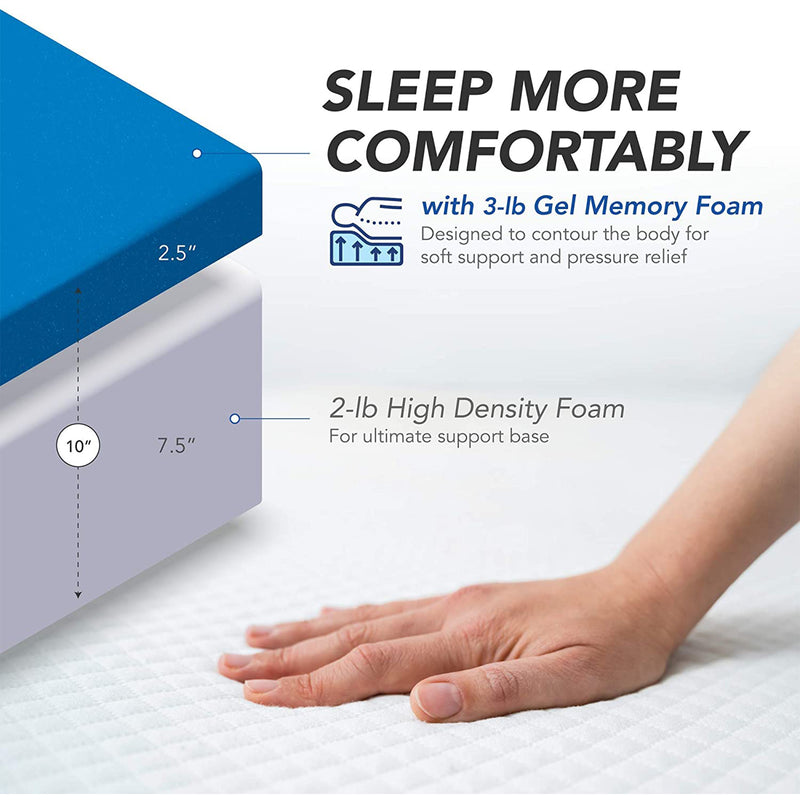 Dynasty Mattress 10" CoolBreeze Gel Memory Short King Mattress Bed (Open Box)