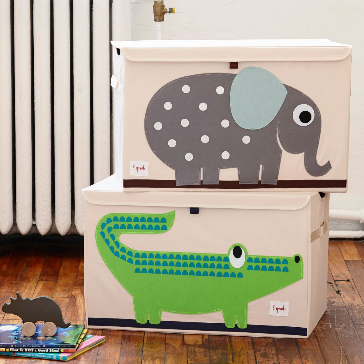 3 Sprouts Storage Bin Box, Blue Snake & Toy Chest Bin for Playroom, Crocodile