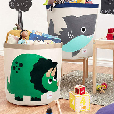 3 Sprouts Toy Chest Storage Bin and Storage Bin Basket, Green Dinosaur Print