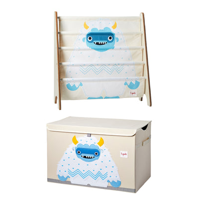 3 Sprouts Collapsible Kids Toy Chest Storage Bin & Bookshelf Rack, Yeti Print - VMInnovations