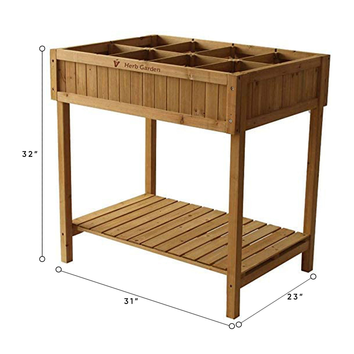 VegTrug Custom Wooden Raised Herb Garden Bed Planter with Herb Liners, Natural - VMInnovations