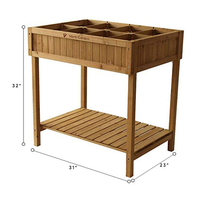 VegTrug Custom Wooden Raised Herb Garden Bed Planter with Herb Liners, Natural - VMInnovations