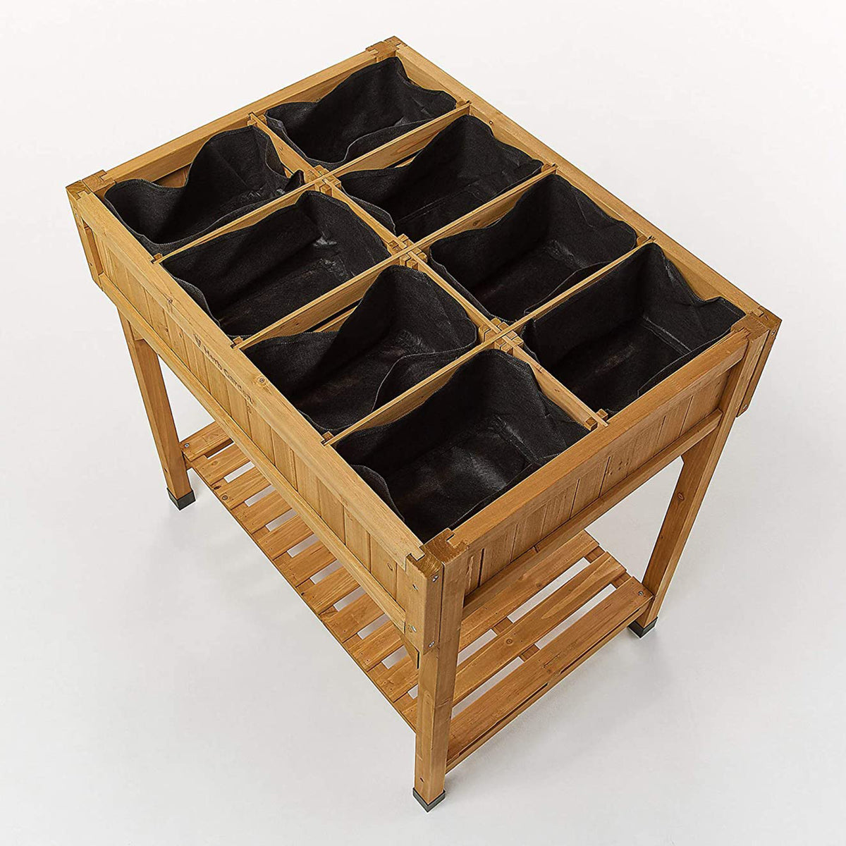 VegTrug Custom Wooden Raised Herb Garden Bed Planter with Herb Liners, Natural - VMInnovations