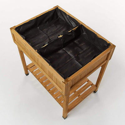 VegTrug Custom Wooden Raised Herb Garden Bed Planter with Herb Liners, Natural - VMInnovations