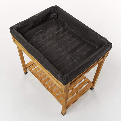 VegTrug Custom Wooden Raised Herb Garden Bed Planter with Herb Liners, Natural - VMInnovations