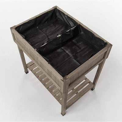 Custom Wooden Raised Herb Garden Bed Planter with Herb Liners, Grey (Open Box) - VMInnovations