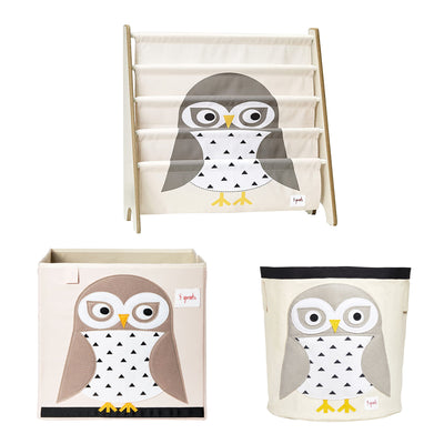 3 Sprouts Child's Cube Toy Bin, Laundry Basket, & Shelf Organizer Bookcase, Owl