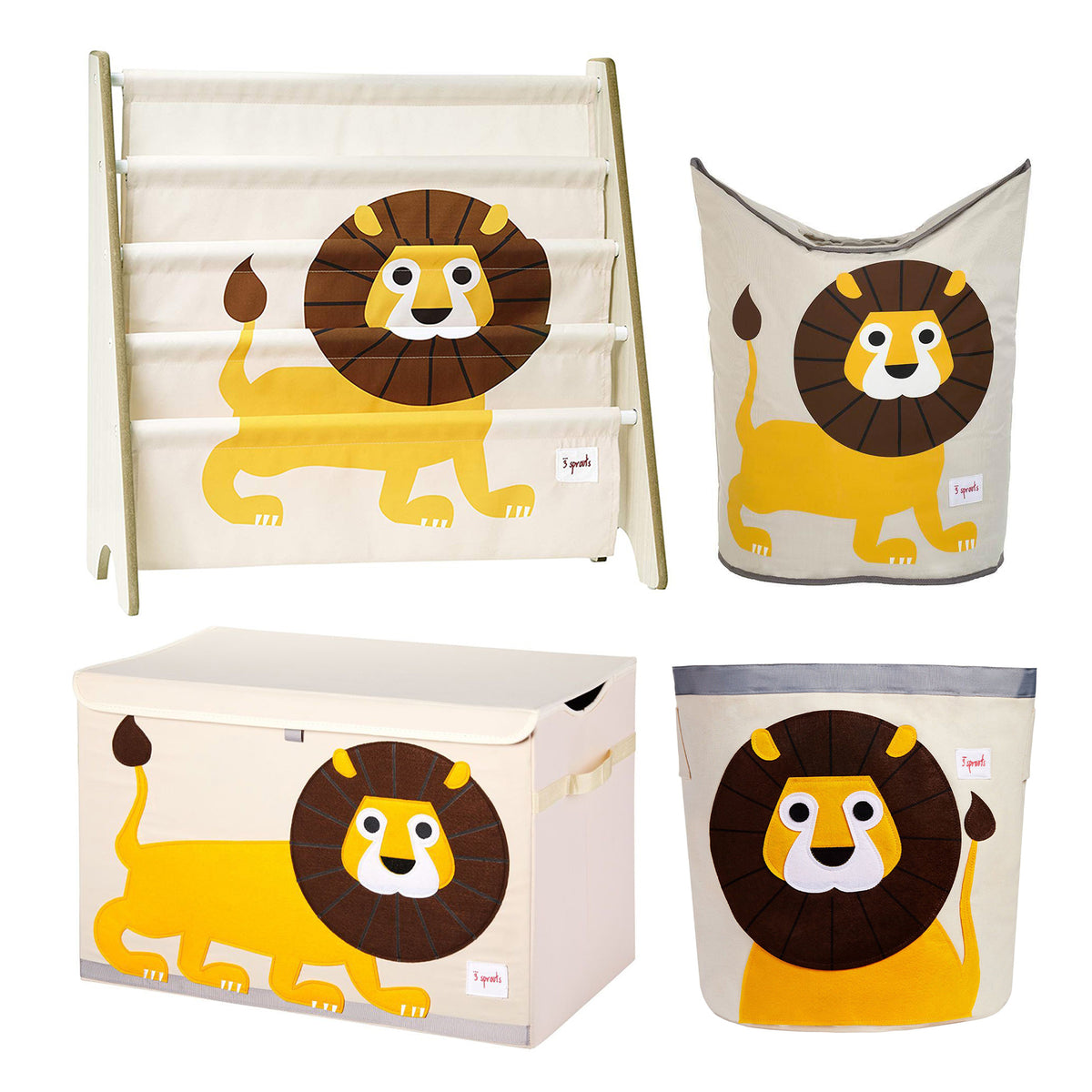 3 Sprouts Shelf Bookcase, Toy Chest, Laundry Hamper, & Cube Storage Bin, Lion