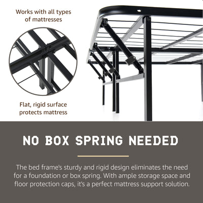 Hercules Folding Metal Bed Frame, 14 Inch Platform Mattress Foundation, Twin - VMInnovations