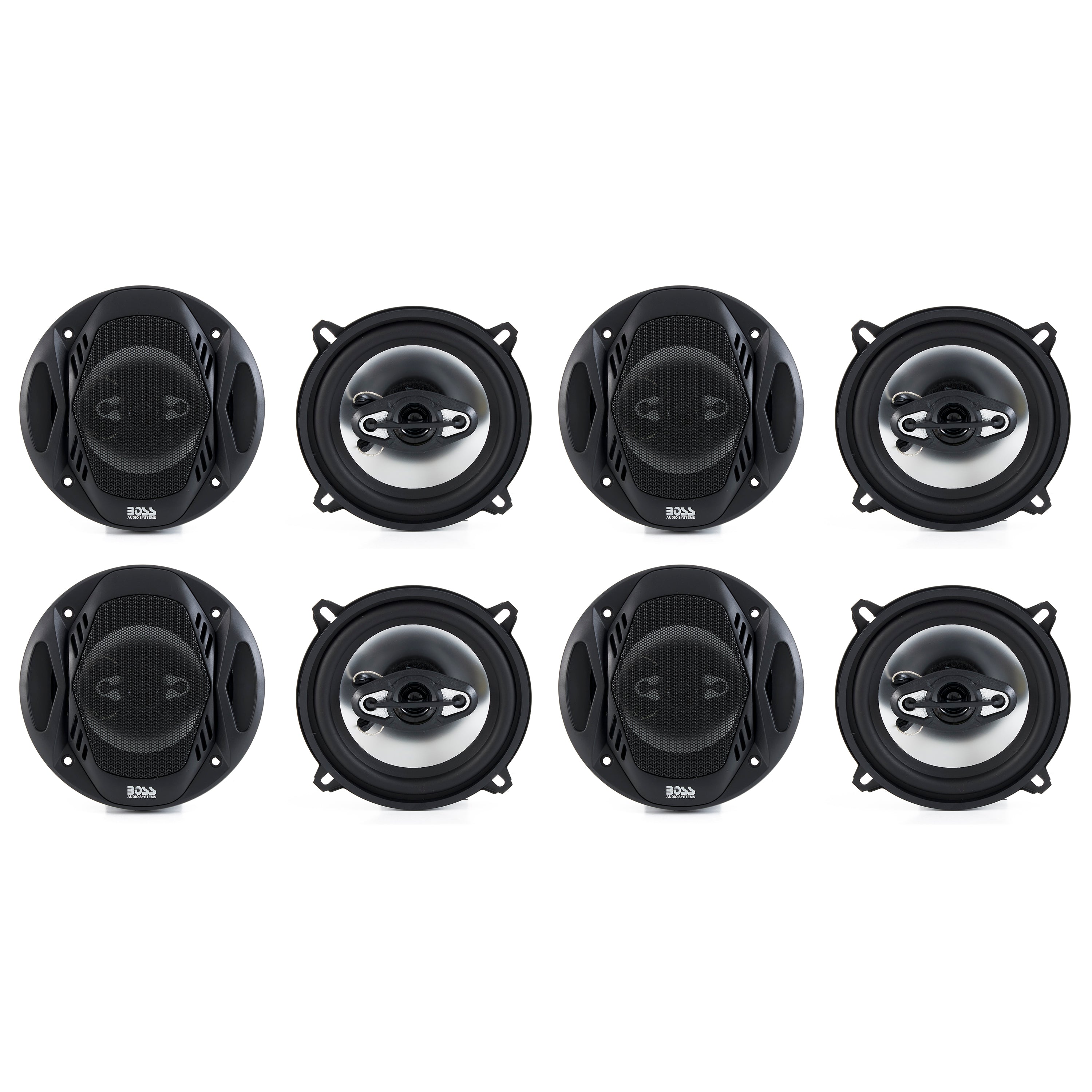 BOSS NX524 5.25" 300W 4-Way Car Coaxial Speakers Stereo Black 4 Ohm (4 Pack)