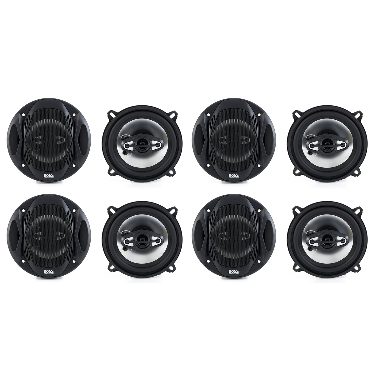 BOSS NX524 5.25" 300W 4-Way Car Coaxial Speakers Stereo Black 4 Ohm (4 Pack)