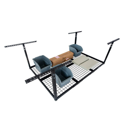 Steel Adjustable Garage Ceiling Storage Rack System, Black (Open Box) - VMInnovations