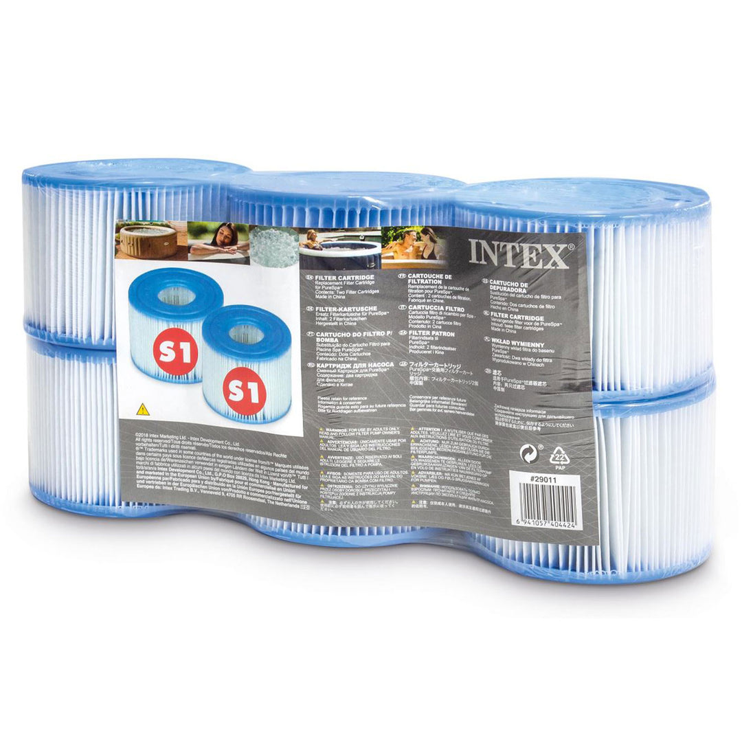 Intex PureSpa Plus Greywood Inflatable Hot Tub Jet Spa with 6 Filter Cartridges - VMInnovations