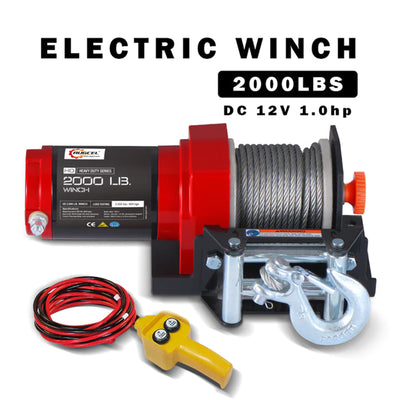 RUGCEL 2000Lb 1 HP Electric Winch w/Wire Rope, Switch, Winch Stopper (For Parts)