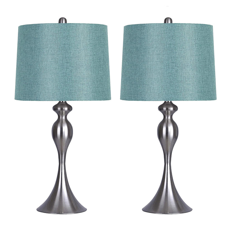 Grandview Gallery 26.5 Inch Tall Modern Metal Table Lamps, Turquoise (Set of 2)