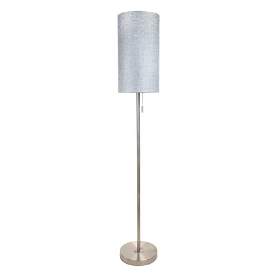 62 In 60W Slim Floor Lamp w/ Grey Linen Shade, Brushed Nickel (Used)
