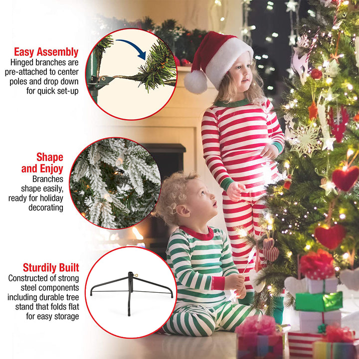 Snowy Montgomery 7 Ft Prelit Flocked Corner Christmas Tree (Used) - VMInnovations