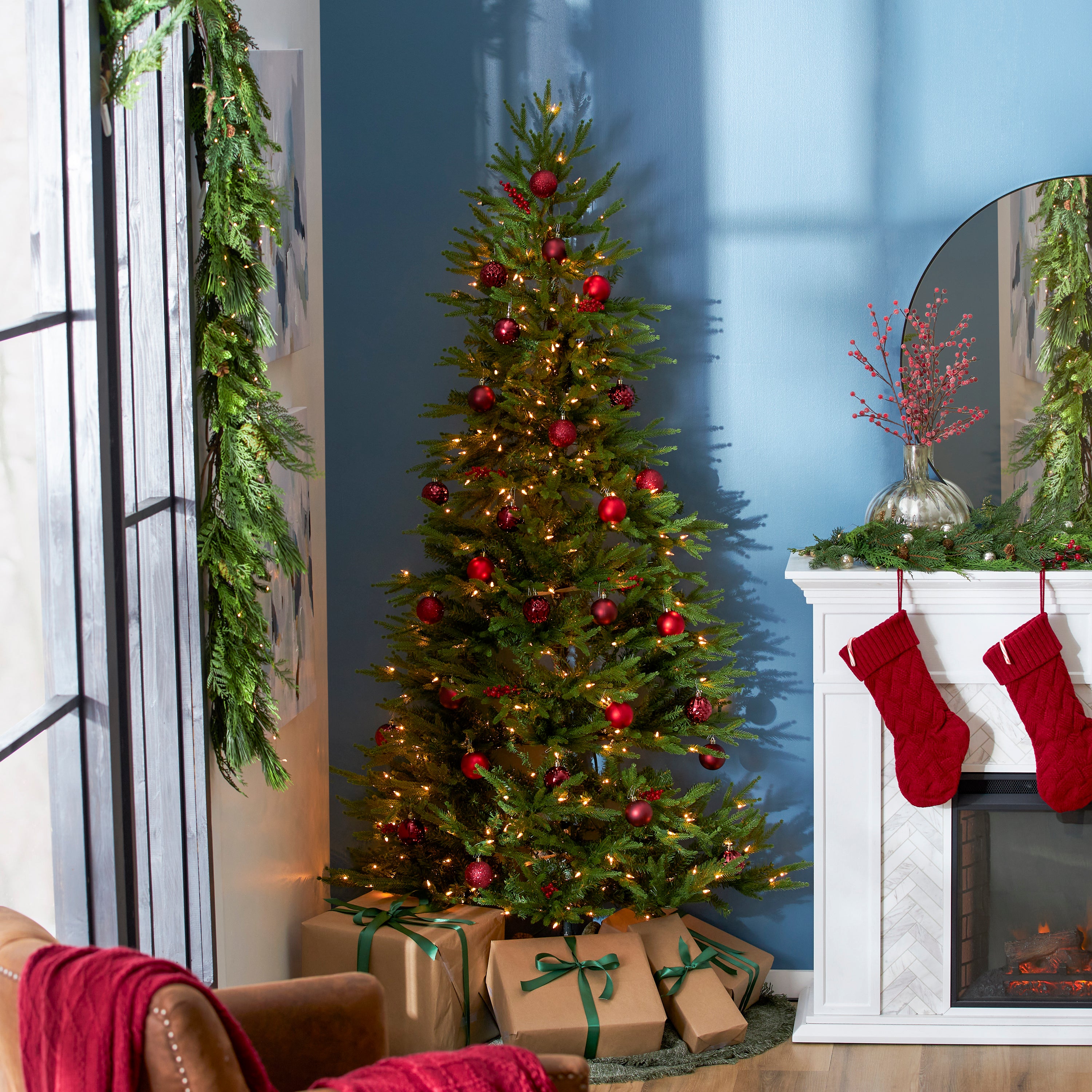 National Tree Company Montgomery 6.5' Prelit Half Christmas Tree 300 Clear Light - VMInnovations