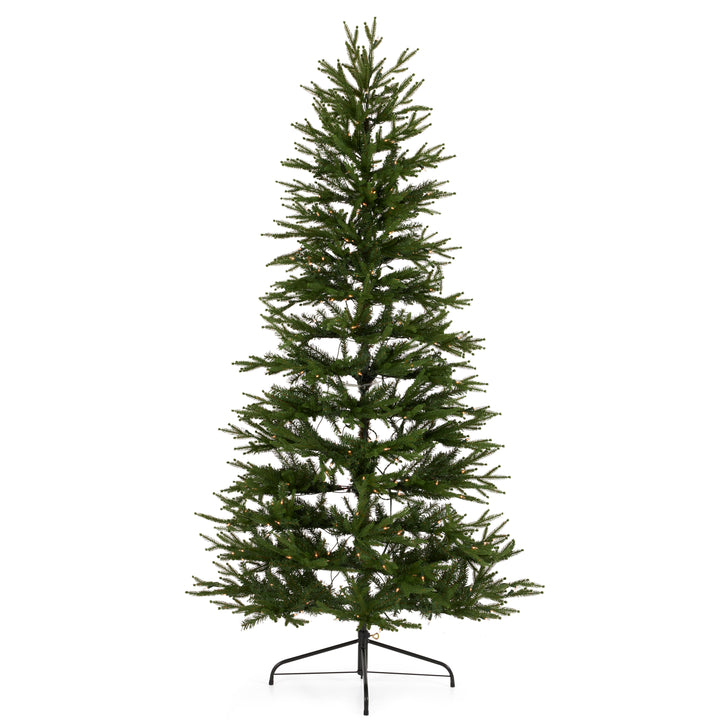 National Tree Company Montgomery 7 Foot Prelit Half Christmas Tree Clear Lights - VMInnovations