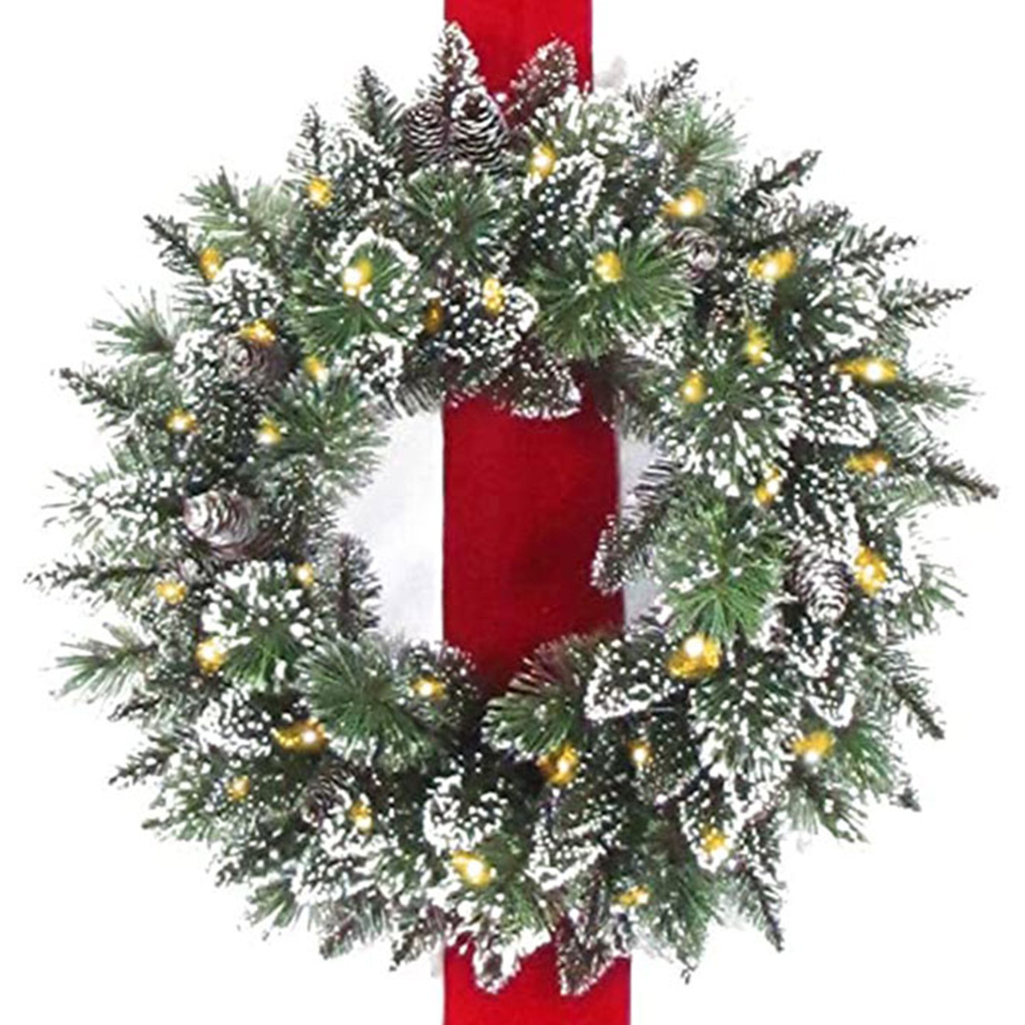 National Tree Company 3-Wreath Christmas Wall Decoration w/ Pre Lit White Lights