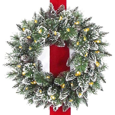 National Tree Company 3-Wreath Christmas Wall Decoration w/ Pre Lit White Lights