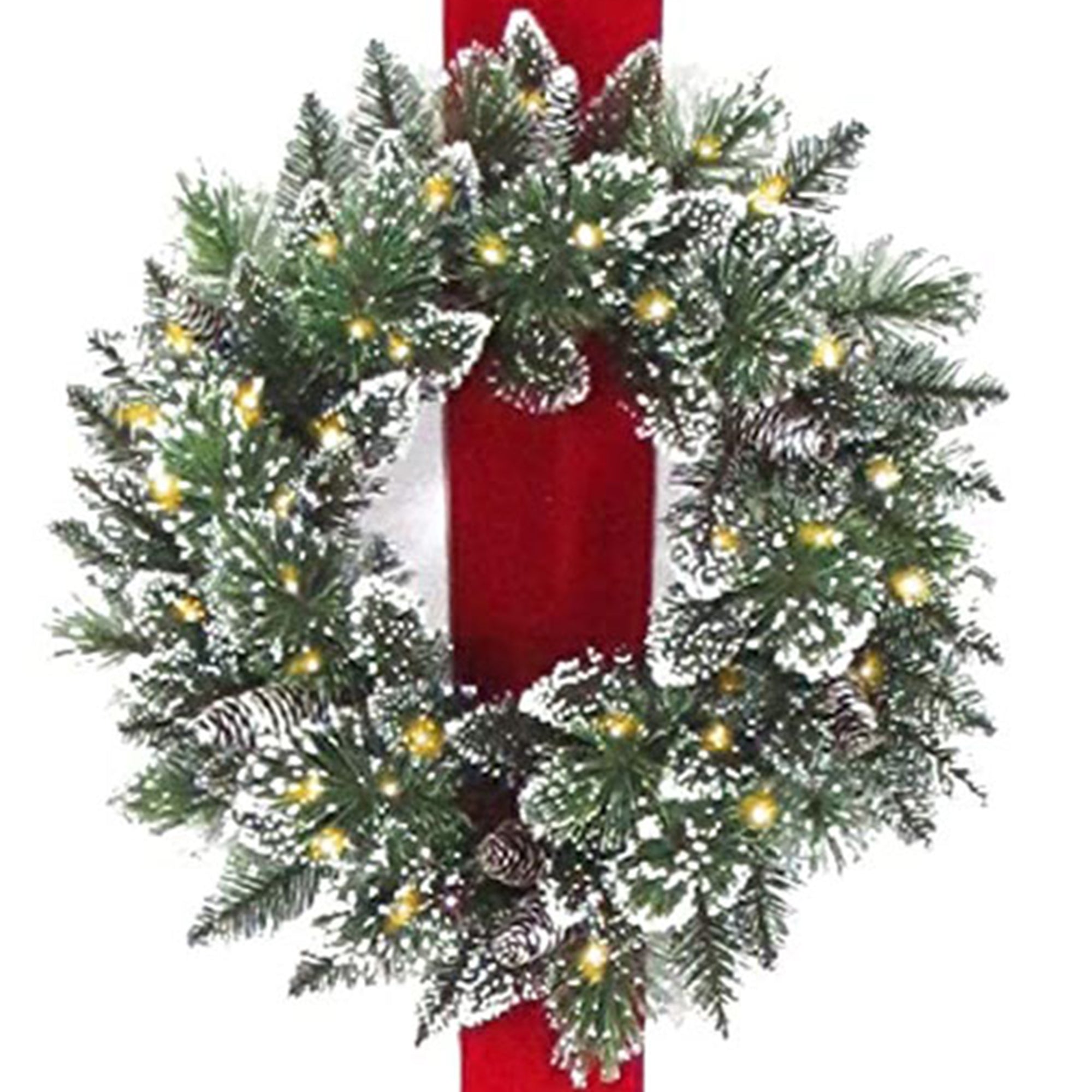 National Tree Company 3-Wreath Christmas Wall Decoration w/ Pre Lit White Lights