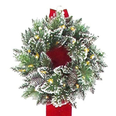 National Tree Company 3-Wreath Christmas Wall Decoration w/ Pre Lit White Lights