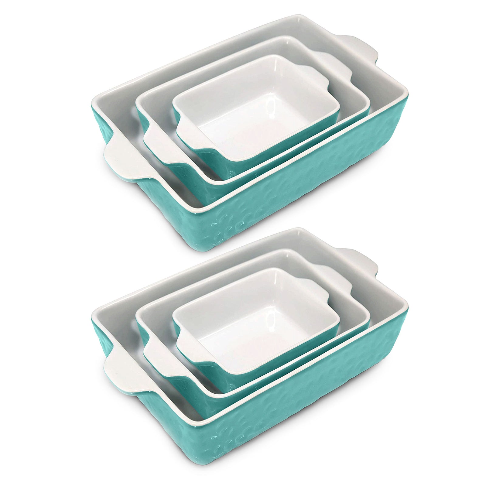 NutriChef Rectangular Ceramic Nonstick Kitchen Bakeware Pan Set, Aqua (2 Pack) - VMInnovations