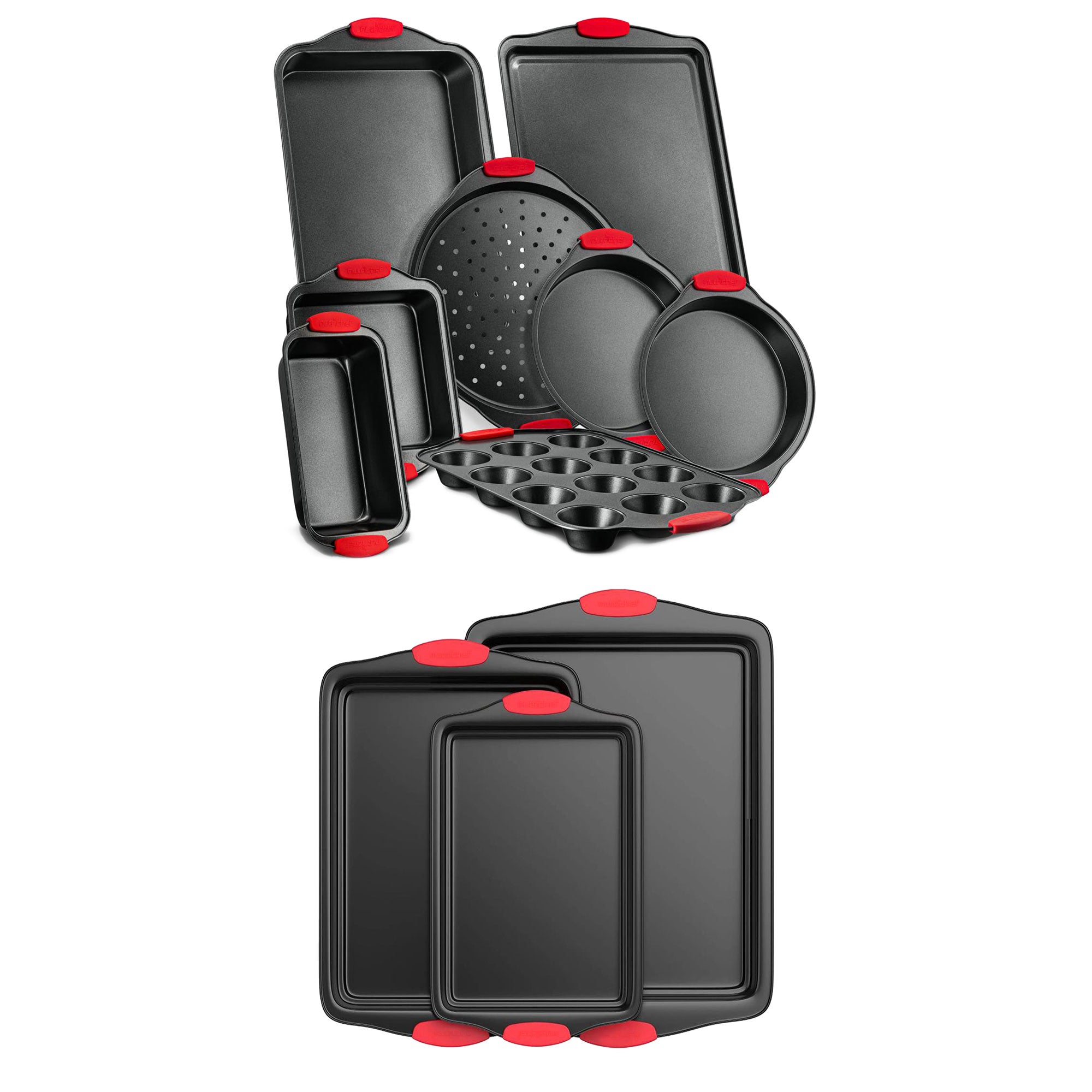 NutriChef Deluxe Oven Carbon Steel 3 Piece Bakeware Set with 8 Piece Pan Set