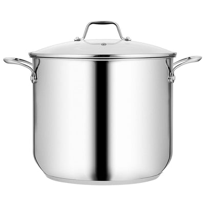 NutriChef 19 Quart Stainless Steel Soup Stock Pot with Handles & Lid (Open Box)