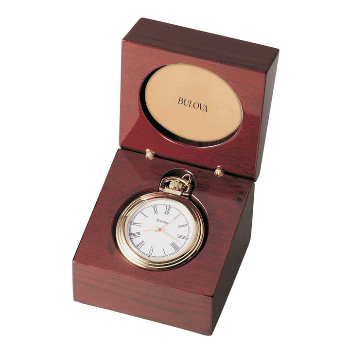 Bulova Clocks B2662 Ashton Gold Pocket Watch w/Solid Wood Presentation Box(Used)