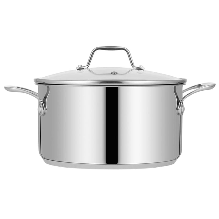 NutriChef Heavy Duty 8 Quart Stainless Steel Soup Stock Pot with Lid (2 Pack)