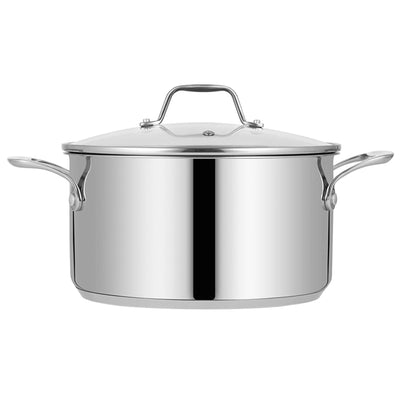 NutriChef Heavy Duty 8 Quart Stainless Steel Soup Stock Pot with Lid (4 Pack)