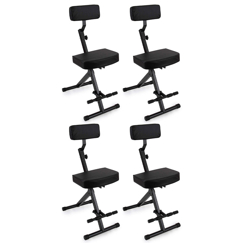 Pyle Performer Chair Seat Portable Stool w/ Height Adjustable Foot Rest (4 Pack)