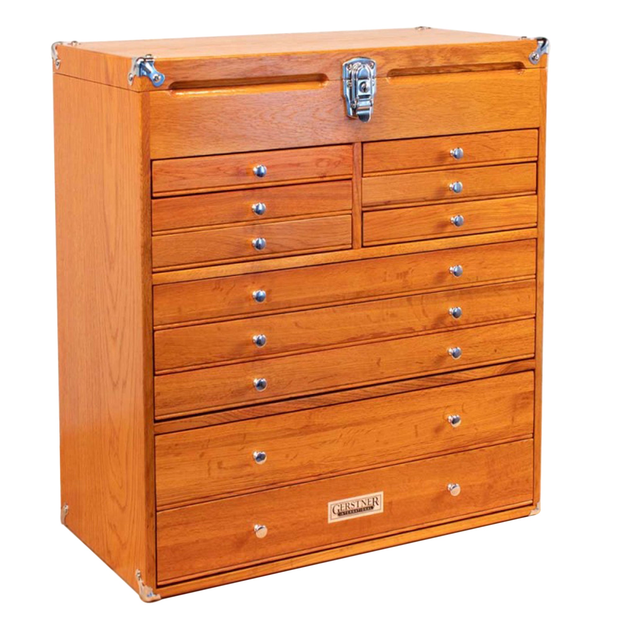 Gerstner International Hardwood 11 Drawer Top Chest with Locking Lid, Red Oak