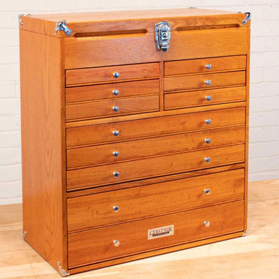 Gerstner International Hardwood 11 Drawer Top Chest with Locking Lid, Red Oak