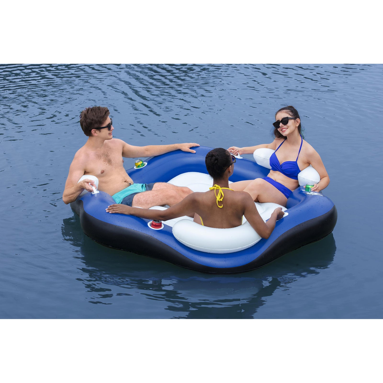 Bestway Hydro Force X3 Island 3 Person Inflatable Inner Tube, Blue and White - VMInnovations