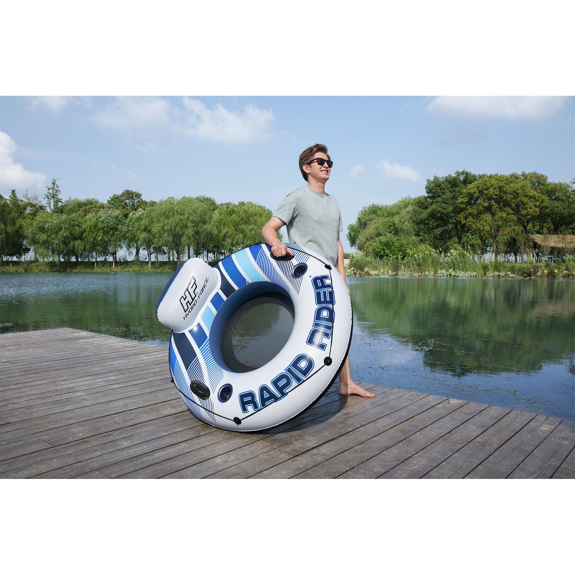 Bestway Hydro Force Rapid Rider Single River Inner Tube, Blue & White (Open Box) - VMInnovations