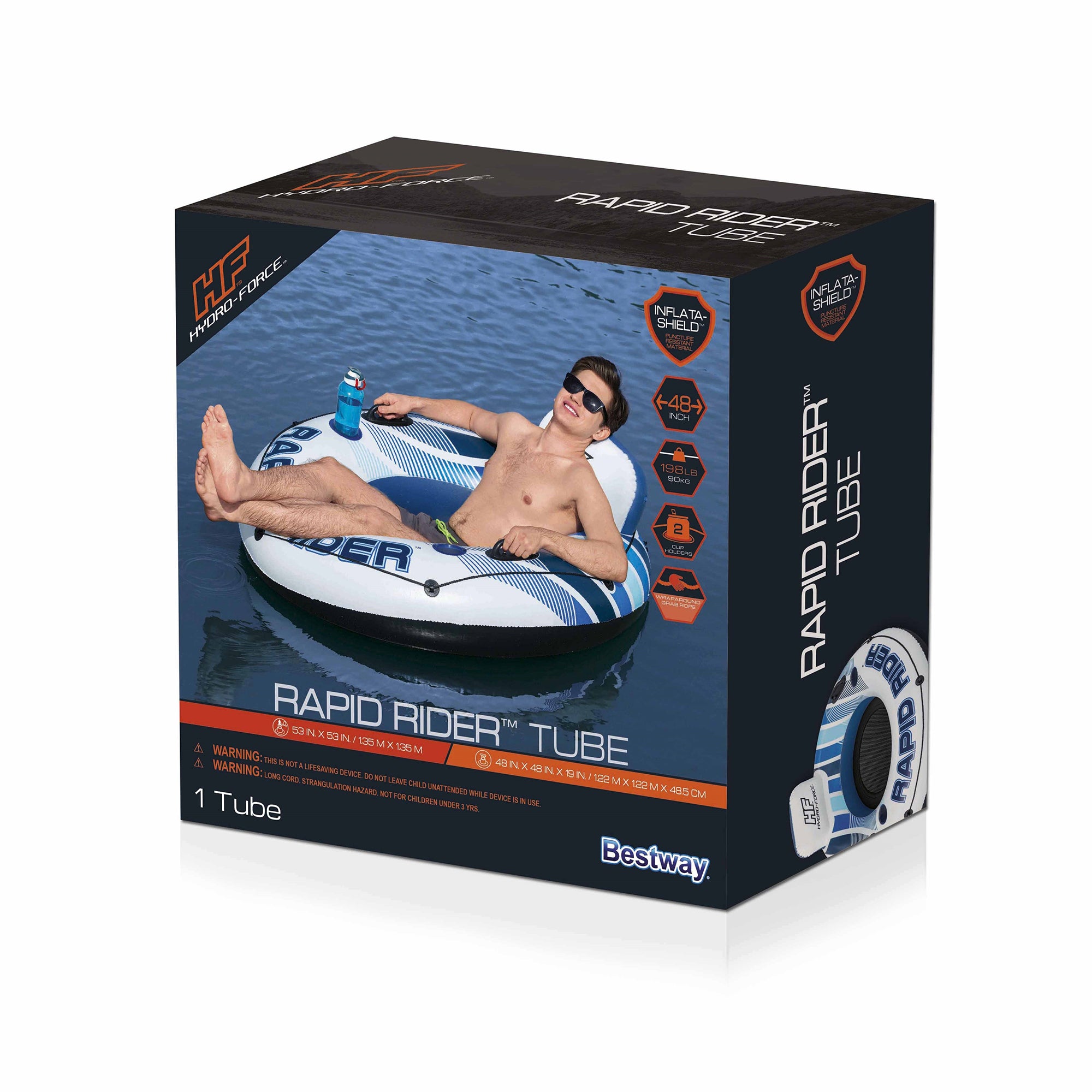 Bestway 43116E Hydro Force Rapid Rider Single River Inner Tube, Blue and White - VMInnovations